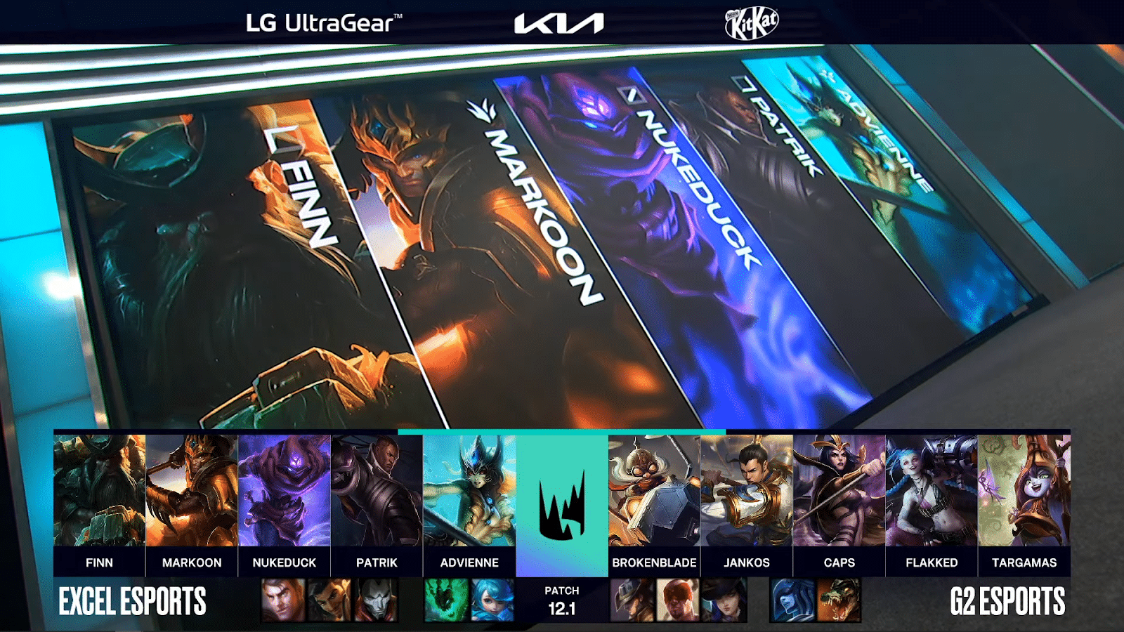 The screen during draft showing Excel and G2s Champions