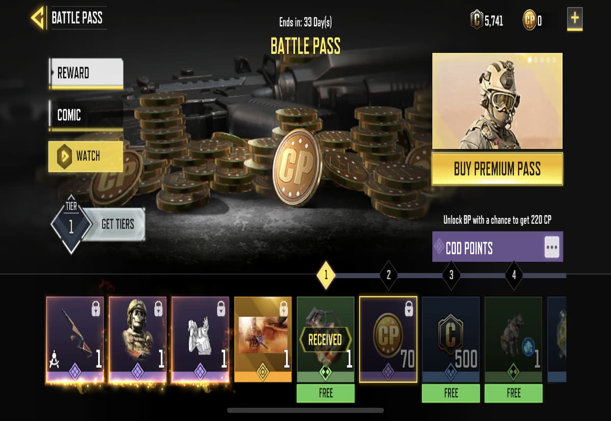 COD Mobile Season 4 Battle Pass Premium Rewards