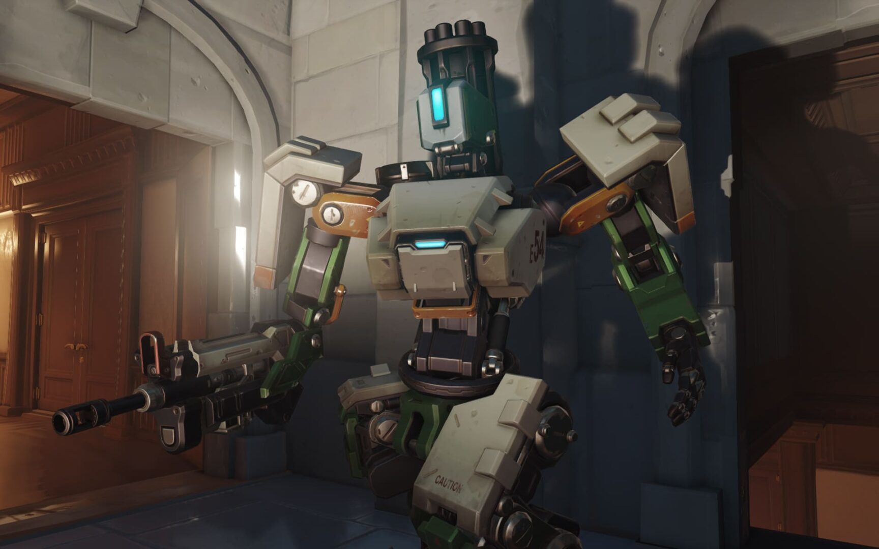 Bastion, an Overwatch hero who also pairs well with Orisa