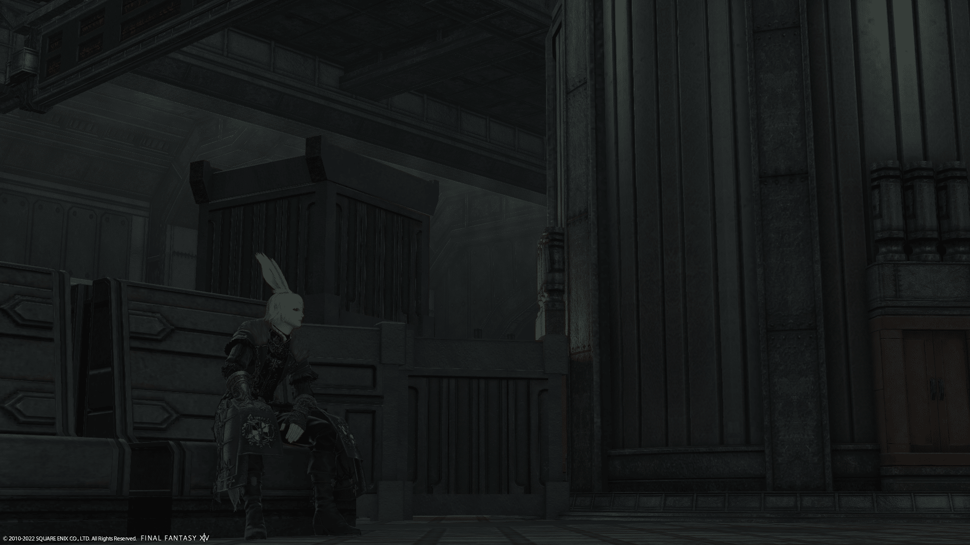 A male viera sits at Terminus in Final Fantasy XIV