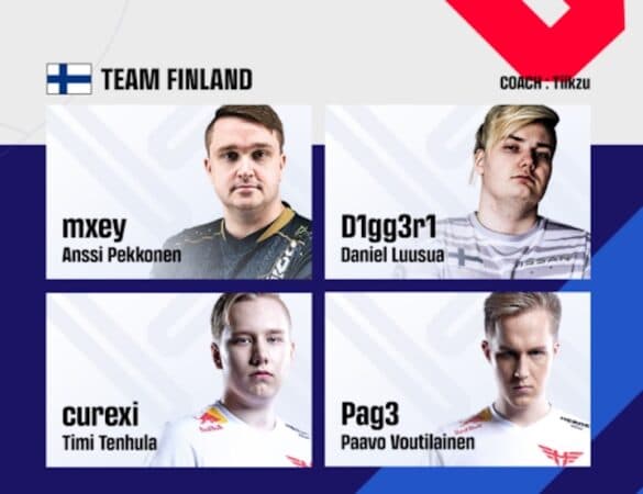 Finland team at PUBG Nations Cup 2022