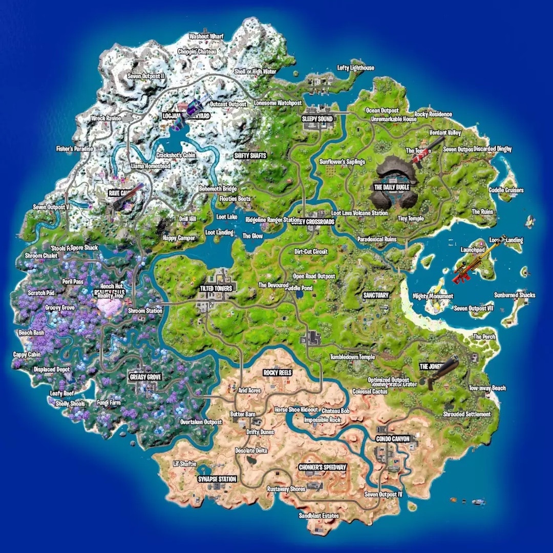 Fortnite C3 S3 Exotic Weapons map