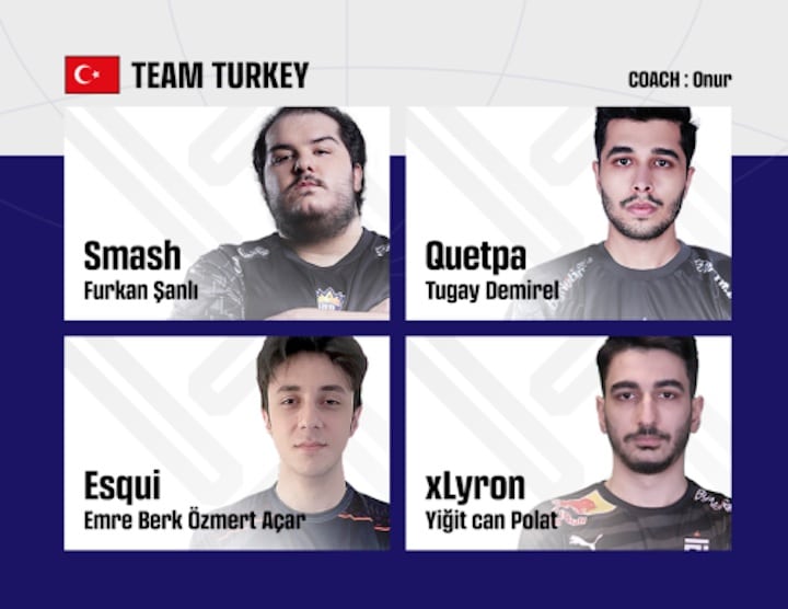 Turkey team at PUBG Nations Cup 2022