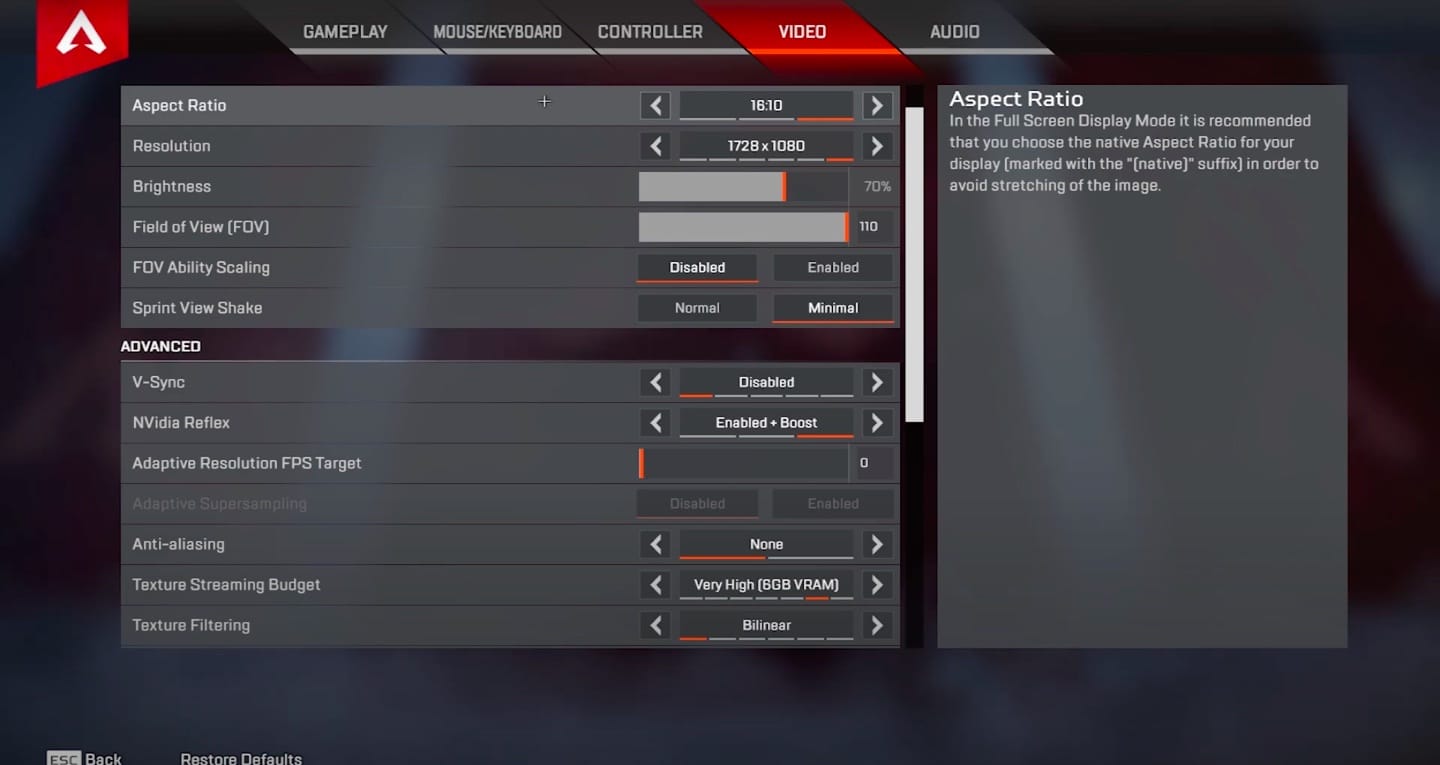 Best Apex Legends Settings