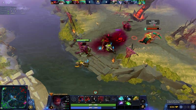 Dota 2: Melee Vs. Ranged Heroes - Shadow Demon uses Shadow Poison on Necrophos