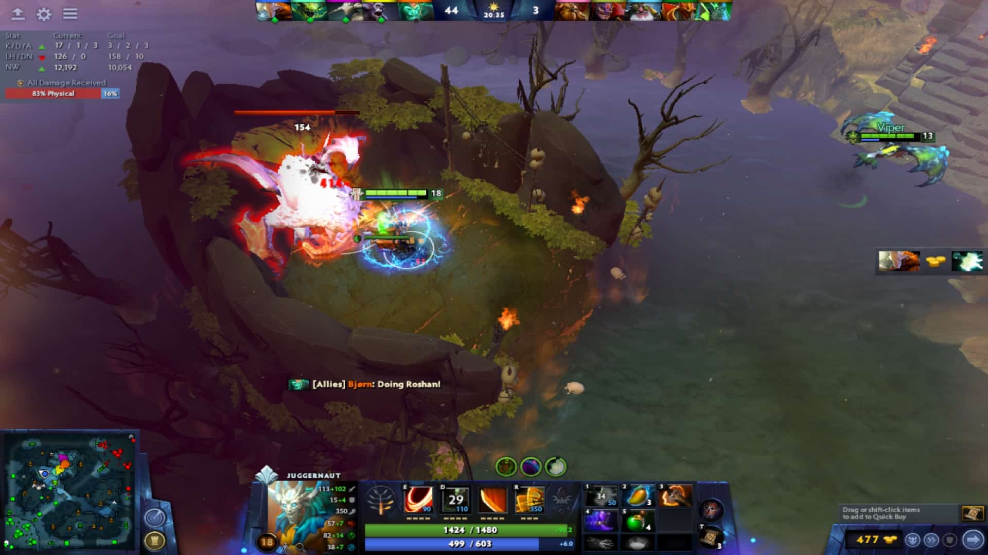 How to Beat Roshan 1v1 - Juggernaut slashes through Roshan