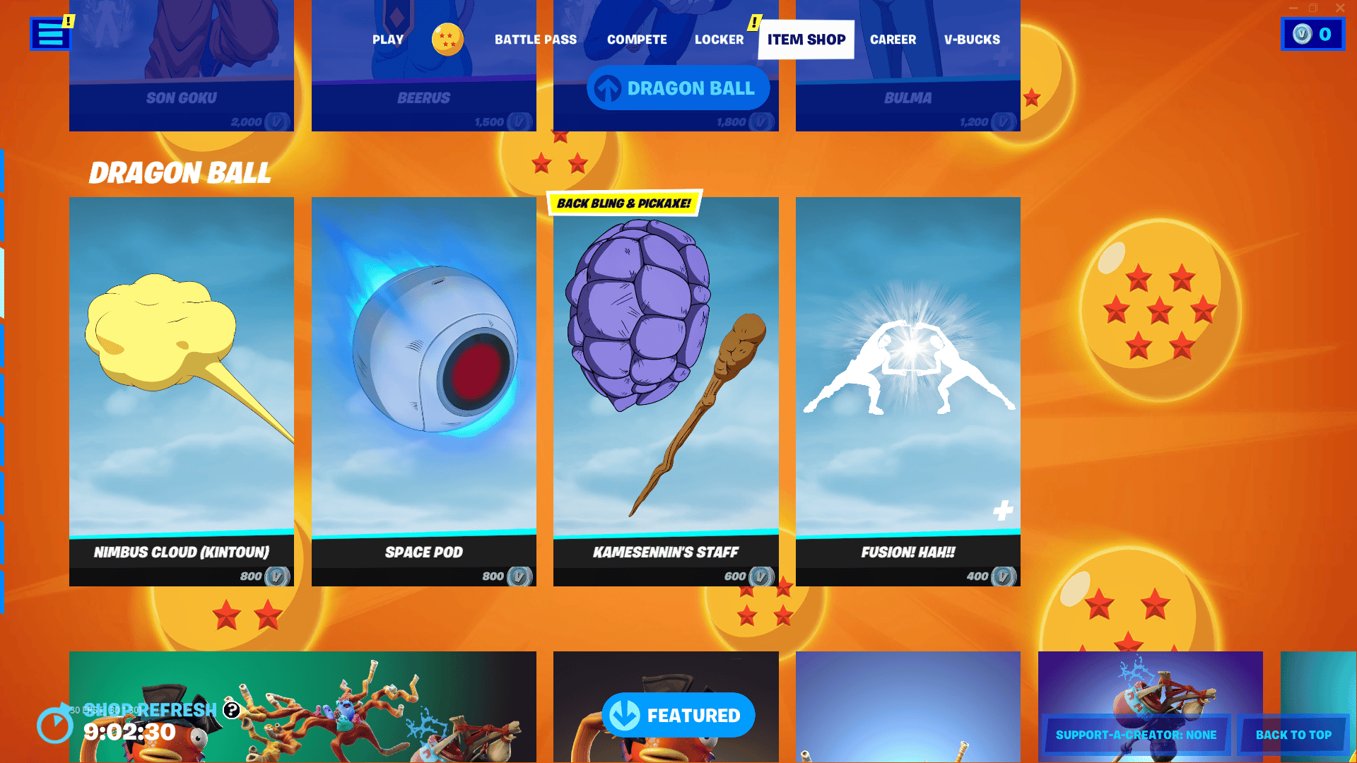 Epic Games provided a healthy variety of Dragon Ball gear.