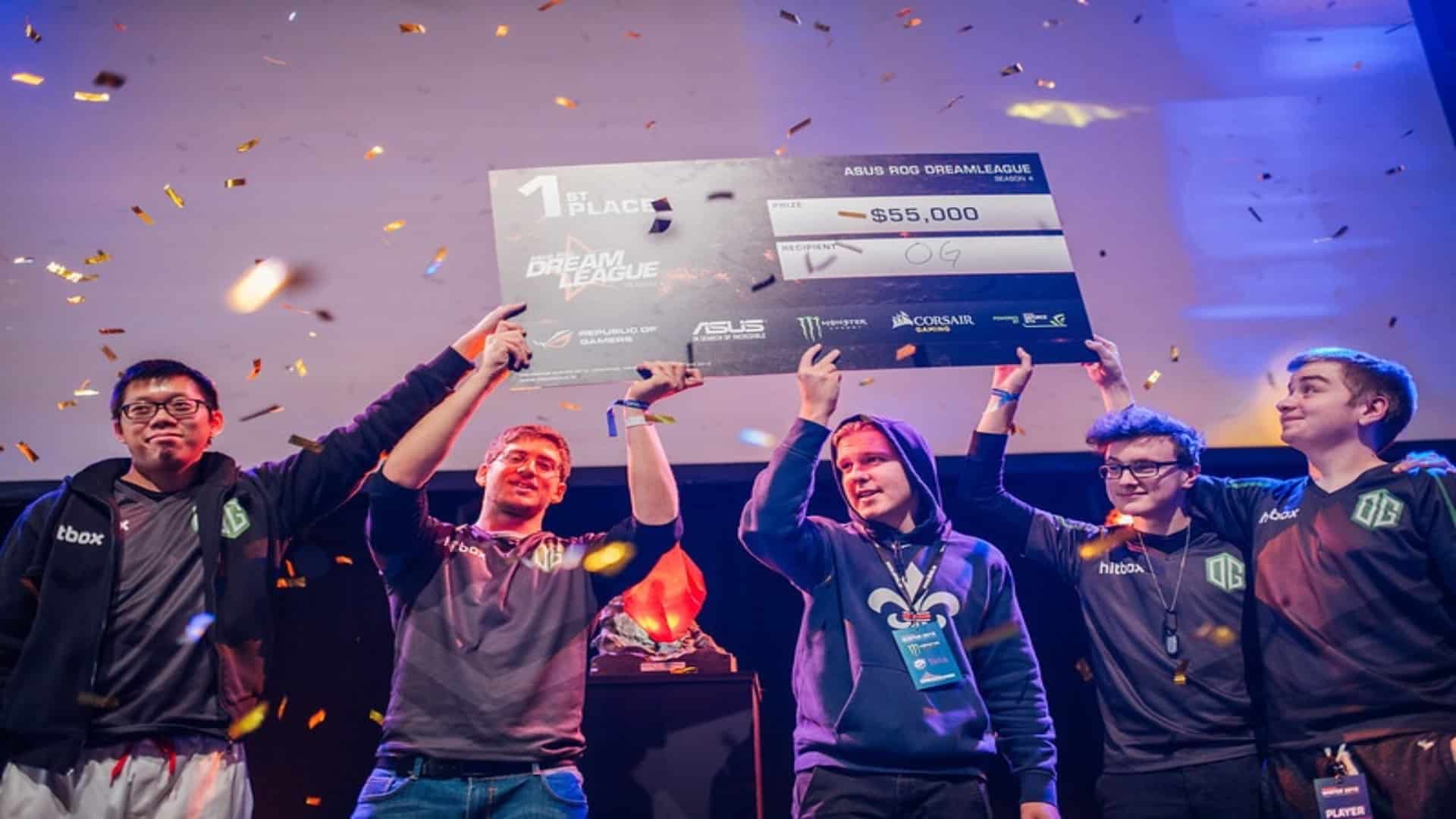 OG celebrates victory in a Dota 2 competition