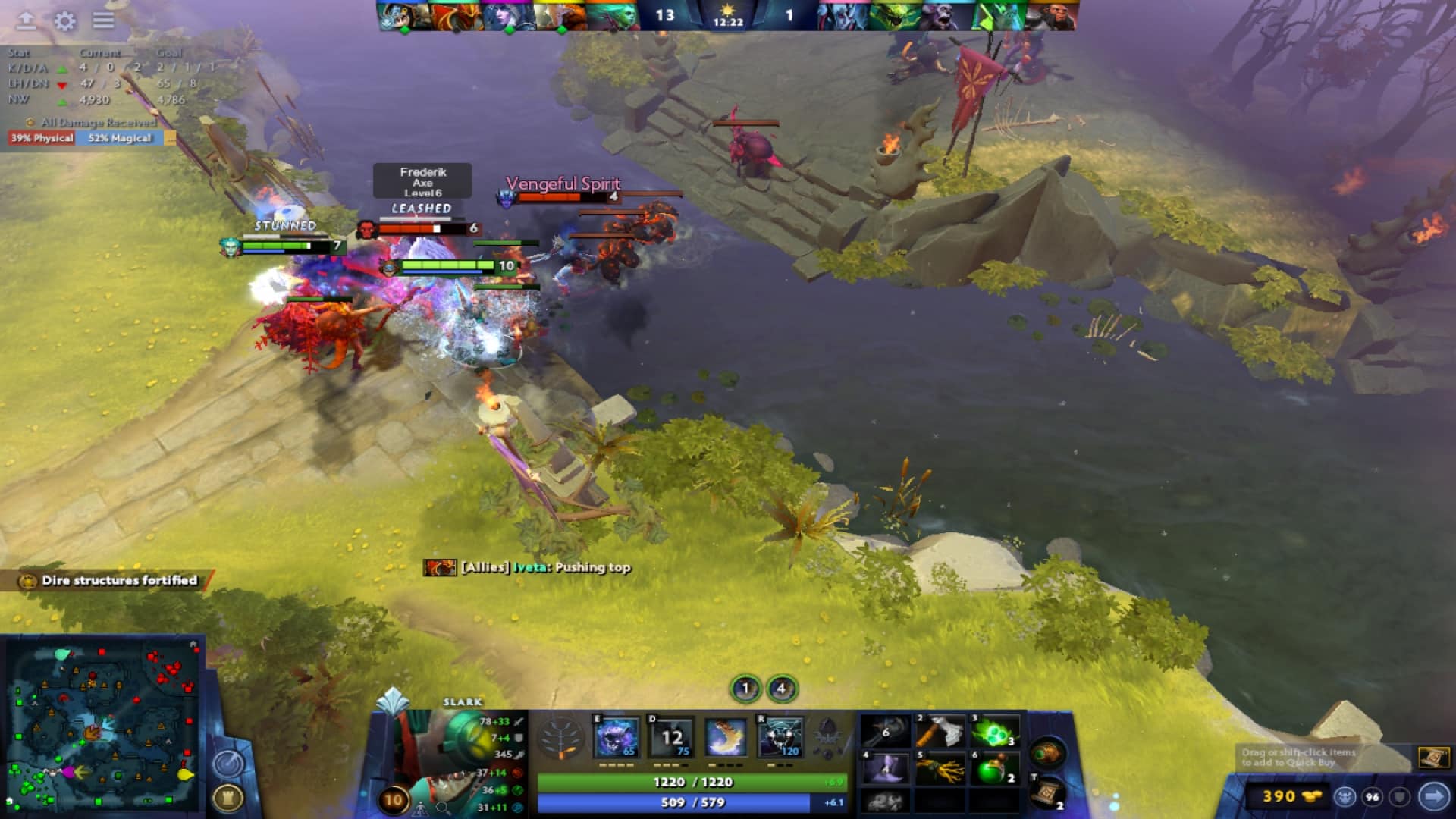 Slark strikes enemies with Echo Sabre