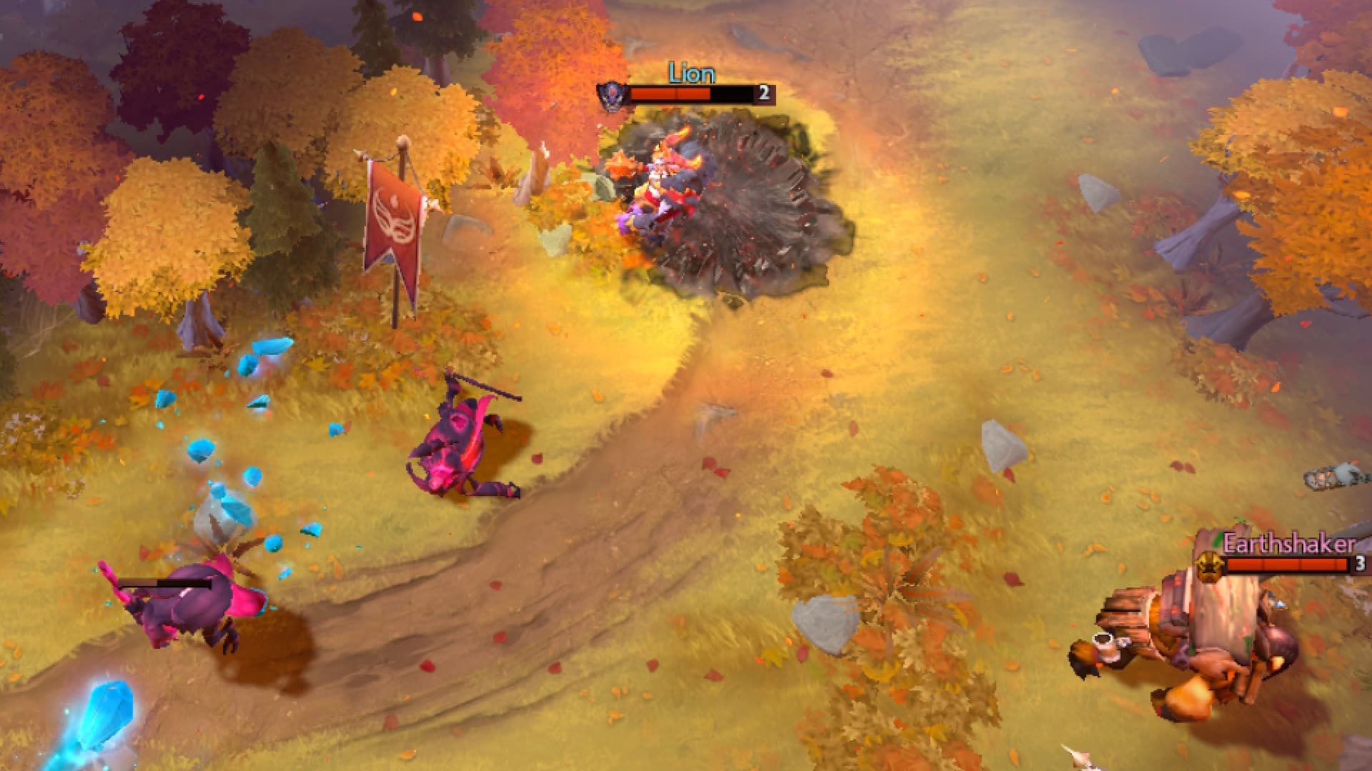 Invoker uses Sun Strike to hit Lion