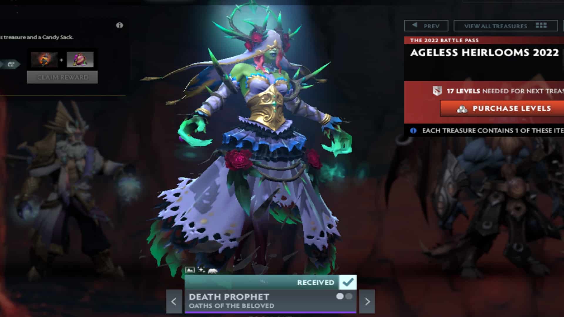 Death Prophet wears a beautiful ball gown into battle