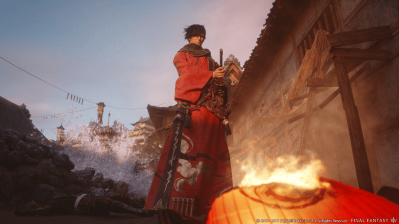 A screen cap from one of Final Fantasy XIV's expacs, Stormblood