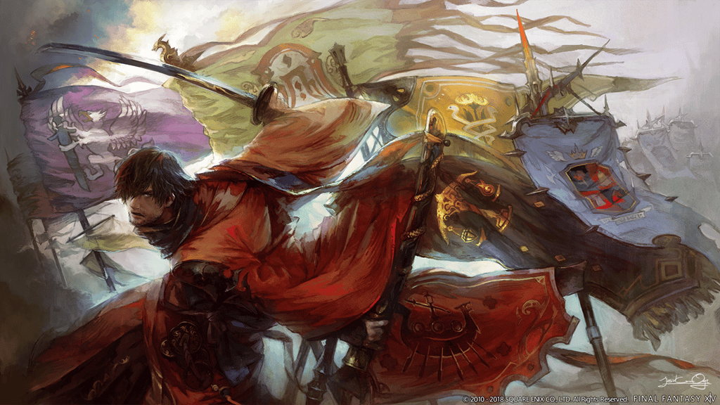 Promotional art released with Final Fantasy XIV's Stormblood showcasing the Samurai class