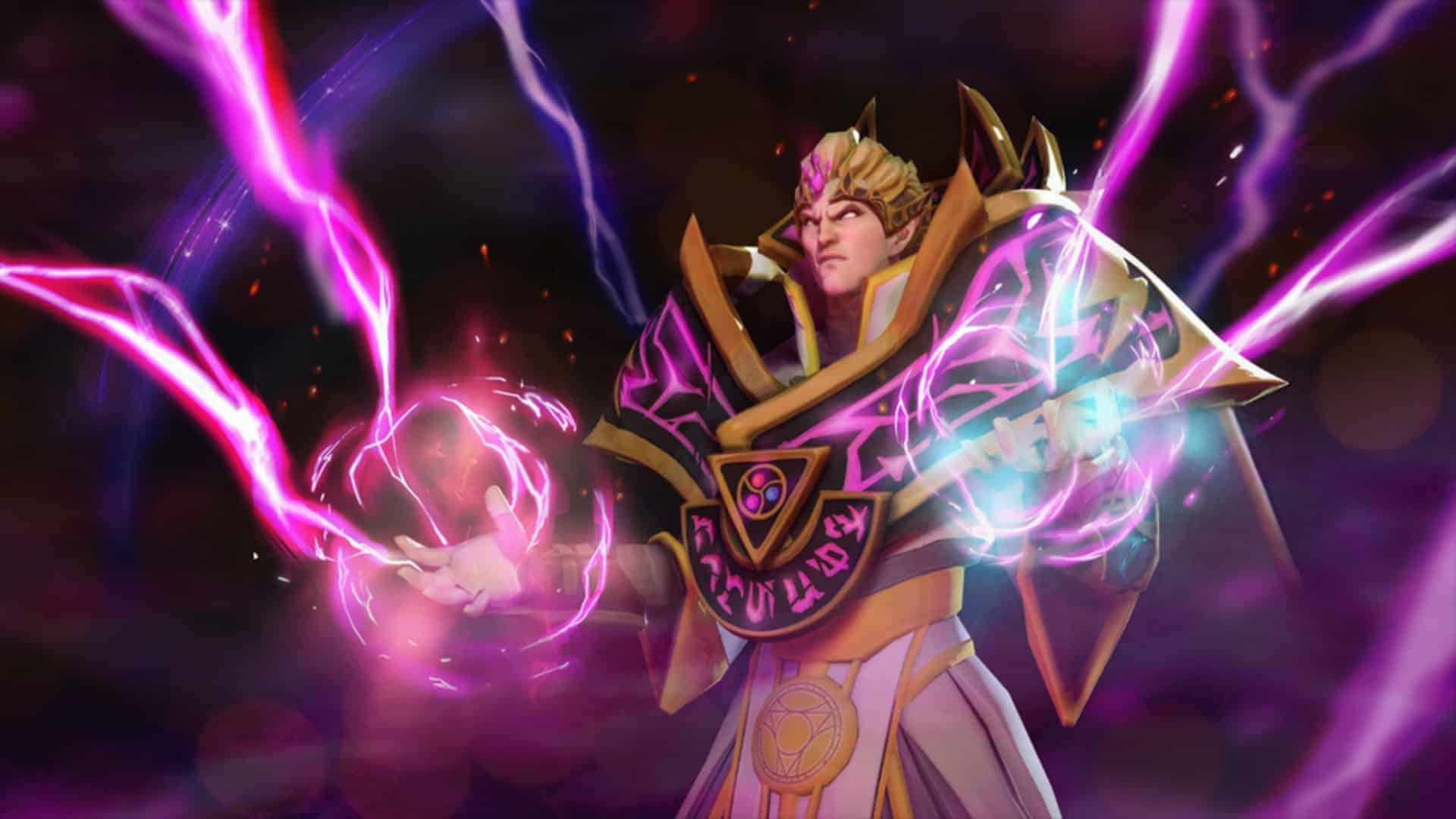 Invoker uses his spells to nuke enemies