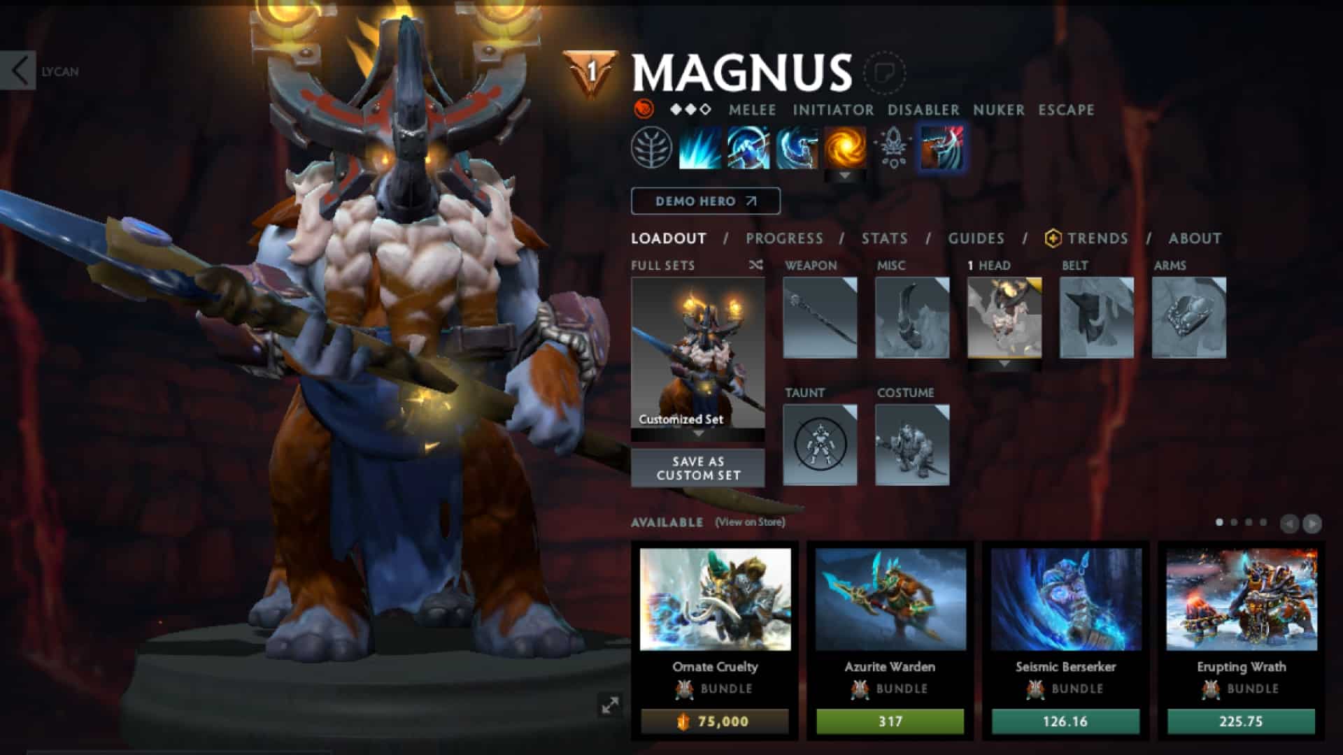 Magnus gets set to Skewer enemies in Dota 2
