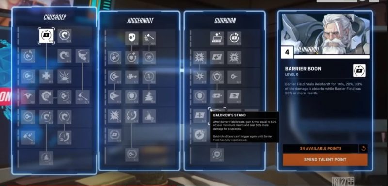 Reinhardt talents Overwatch 2