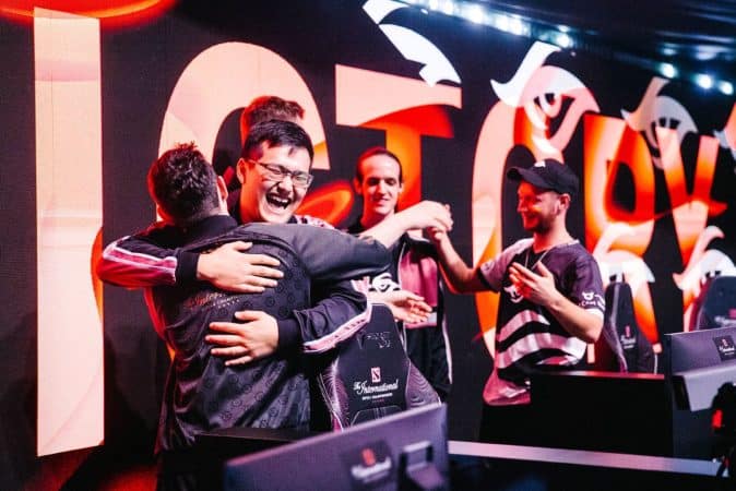 Secret celebrate after a victory during The International 11