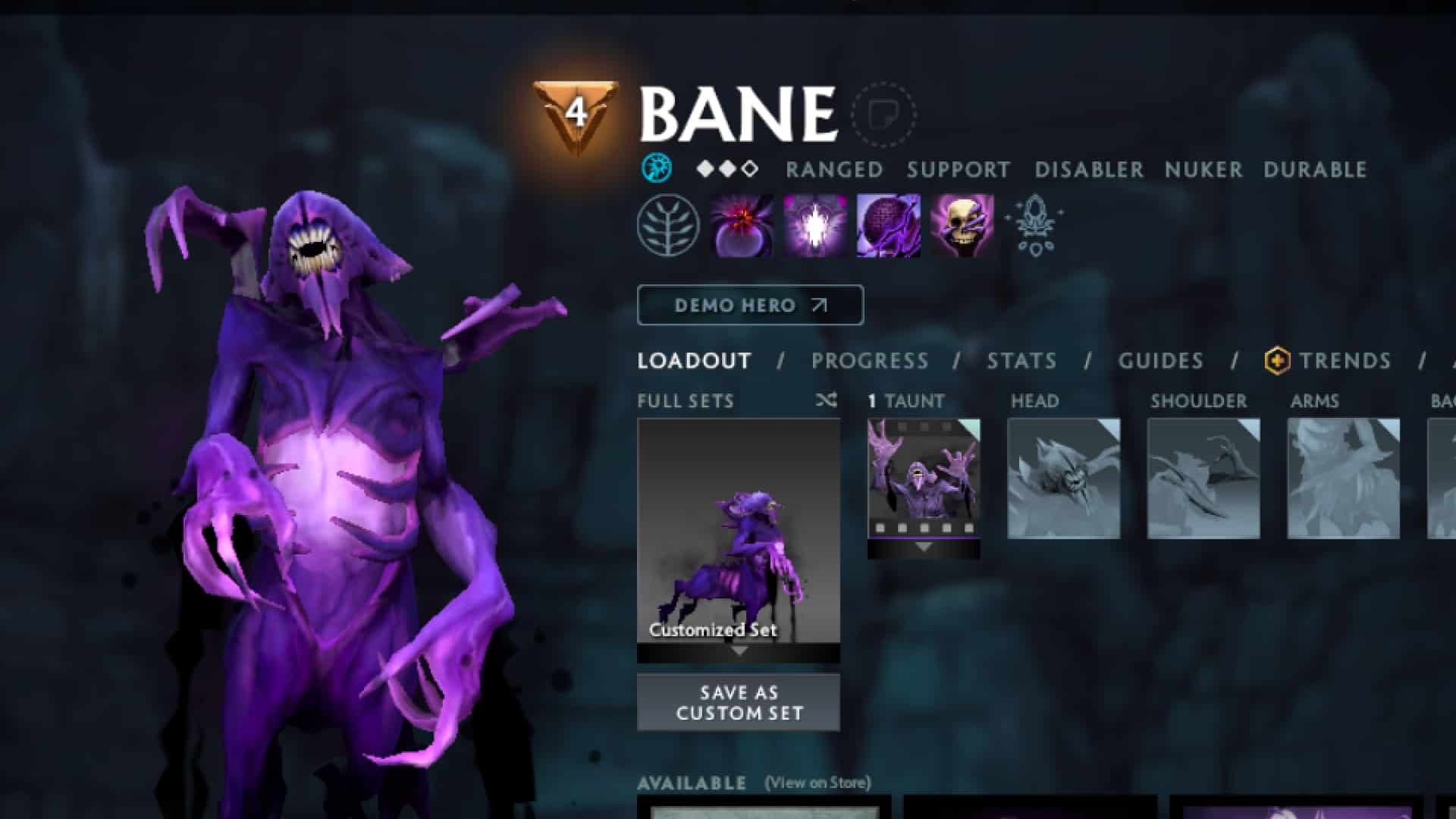 Bane uses Enfeeble to weaken enemy heroes in battles