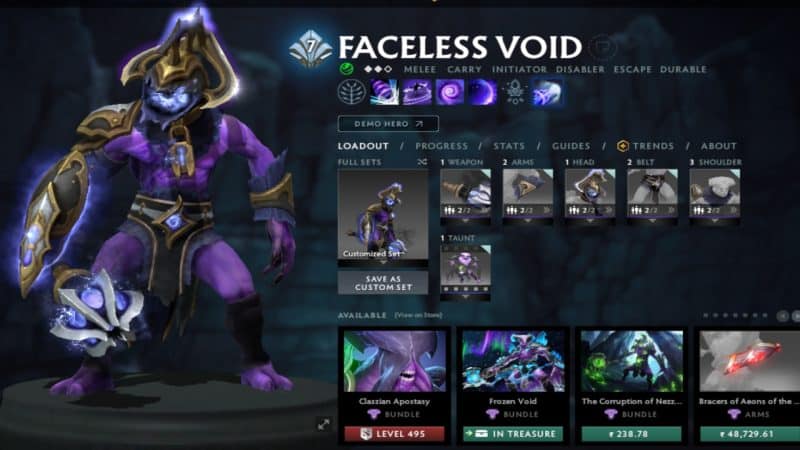 Faceless Void gets ready to use Time Walk in battles