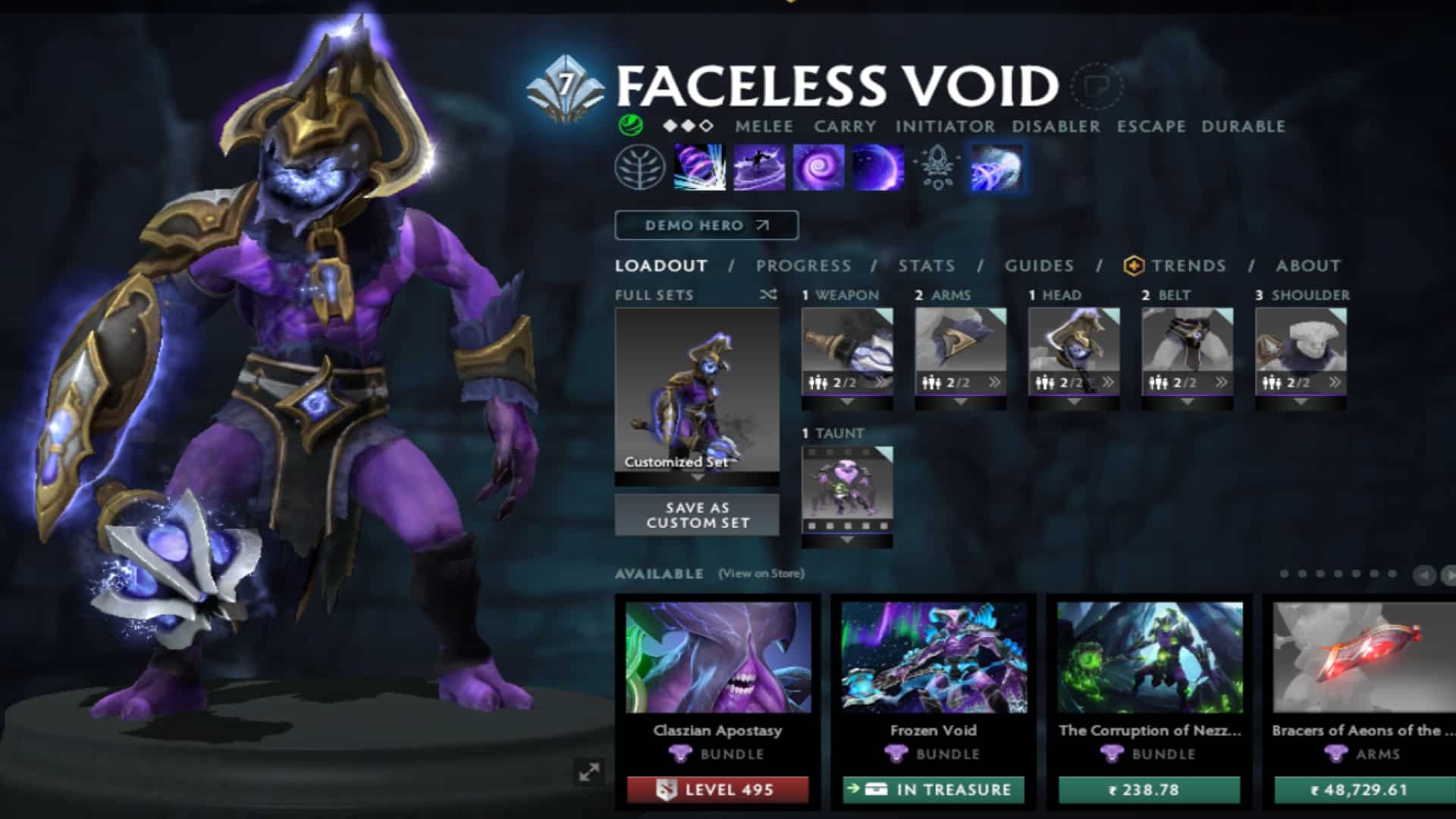 Faceless Void gets ready to use Time Walk in battles