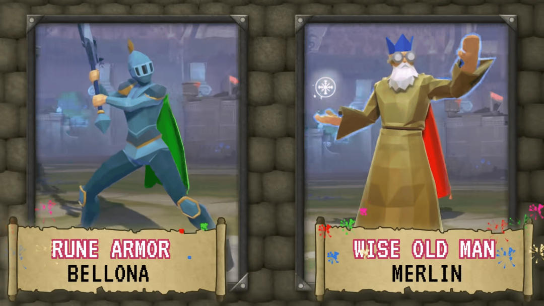 Picture of Rune Armor Bellona and Wise Old Man Merlin