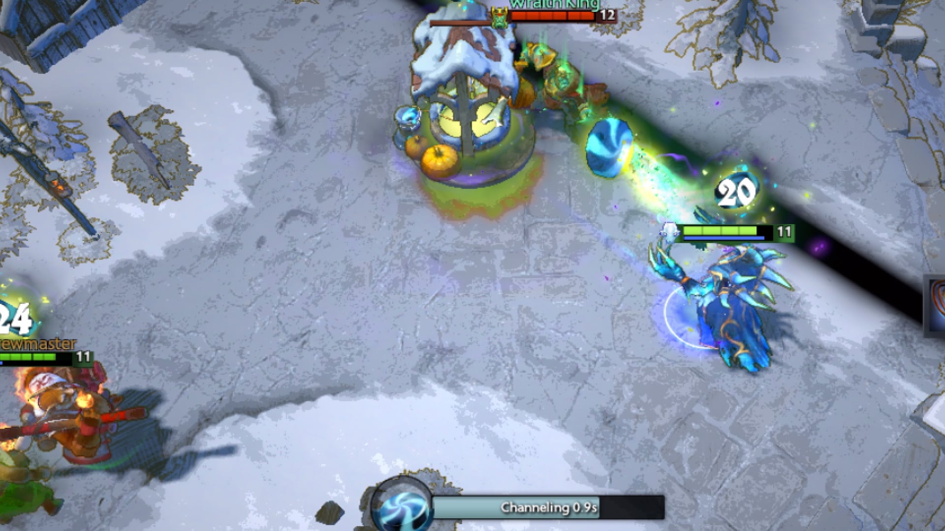 Ancient Apparition scores Taffy in enemy wells during a Diretide match