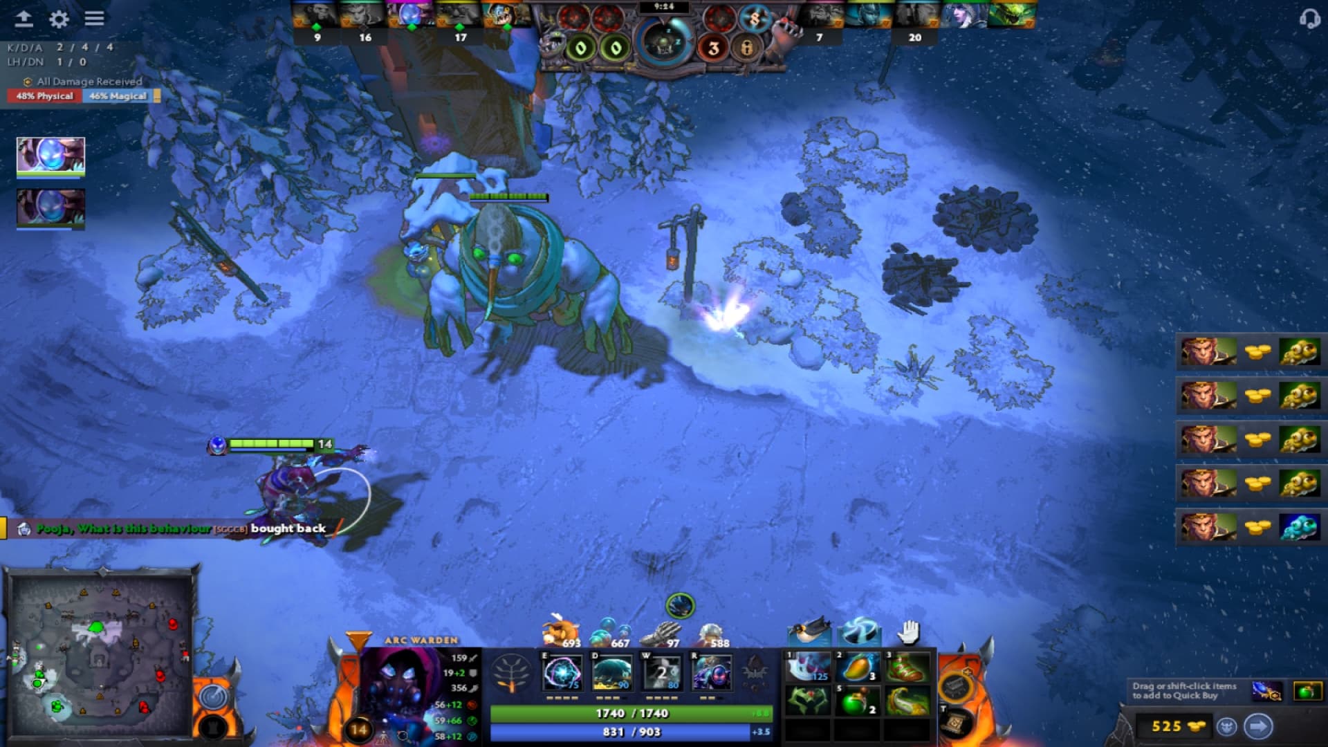 Arc Warden summons Spark Wraiths to defend his well in a Diretide match