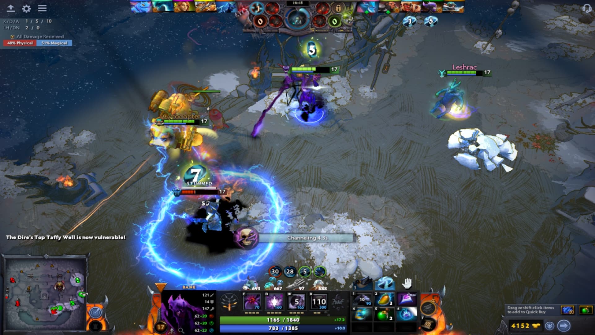 Bane blocks spells by purchasing Linken's Sphere in Diretide