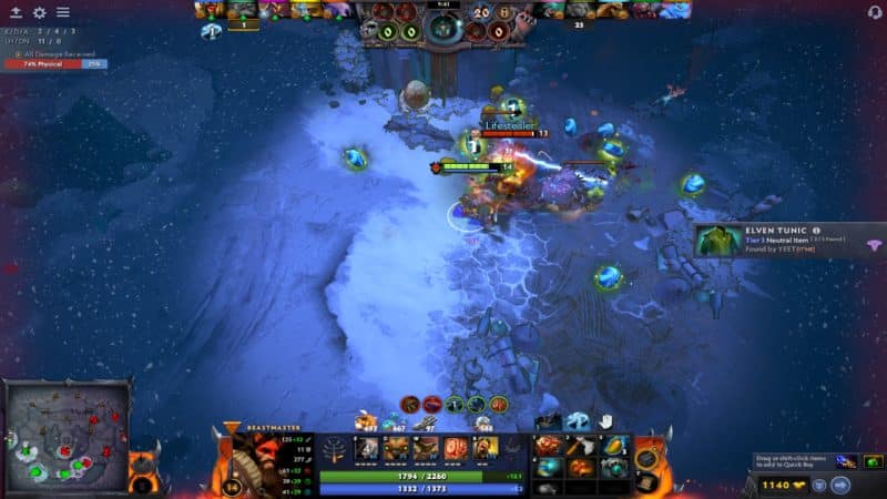Beastmaster uses Eye of Skadi to chase his enemies in Diretide