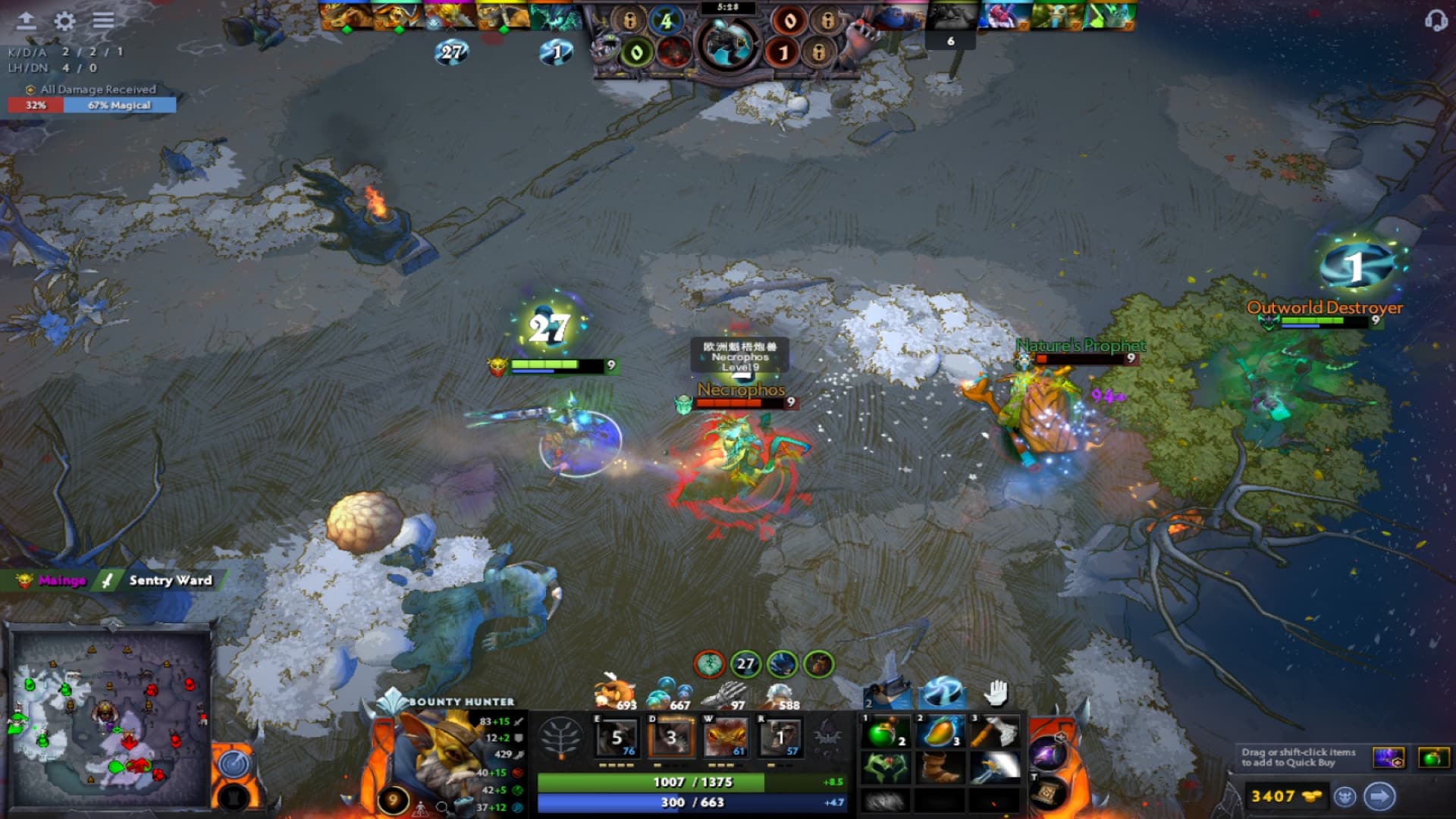 Bounty Hunter gains Echo Strike by equipping Echo Sabre in Diretide