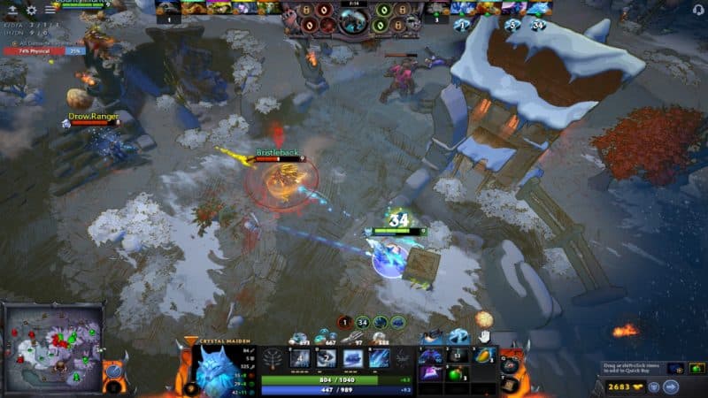 Crystal Maiden purchases Glimmer Cape to escape enemies in Diretide