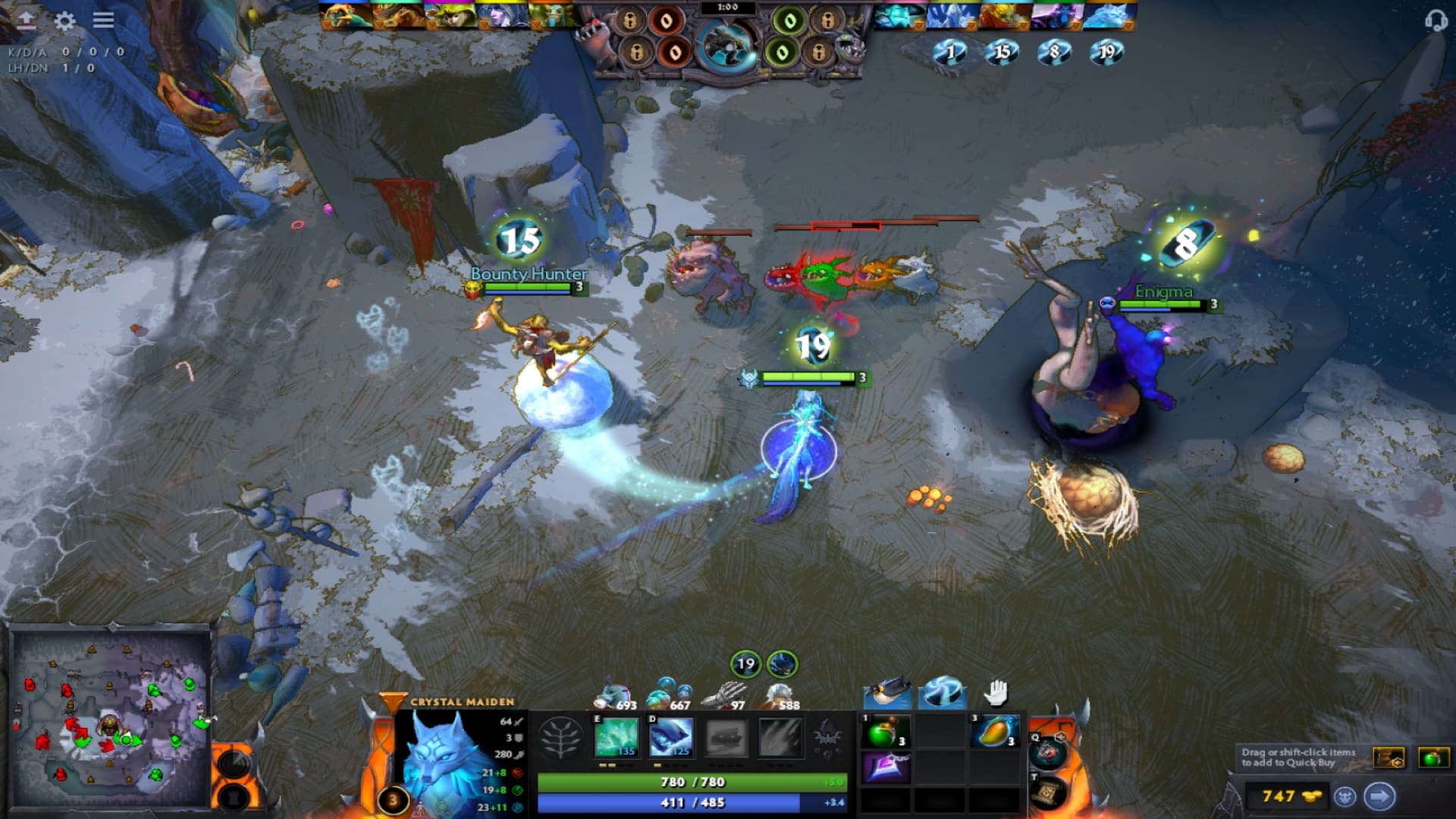 Crystal Maiden uses Crystal Nova on Greevils in Diretide