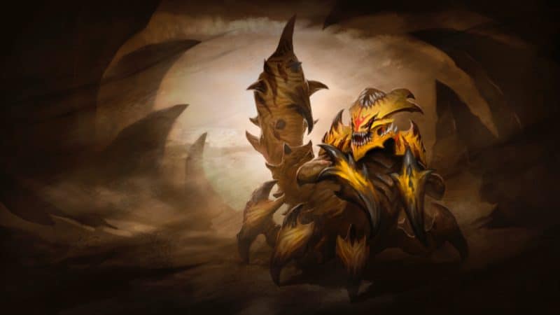 Sand King impales enemies in battle