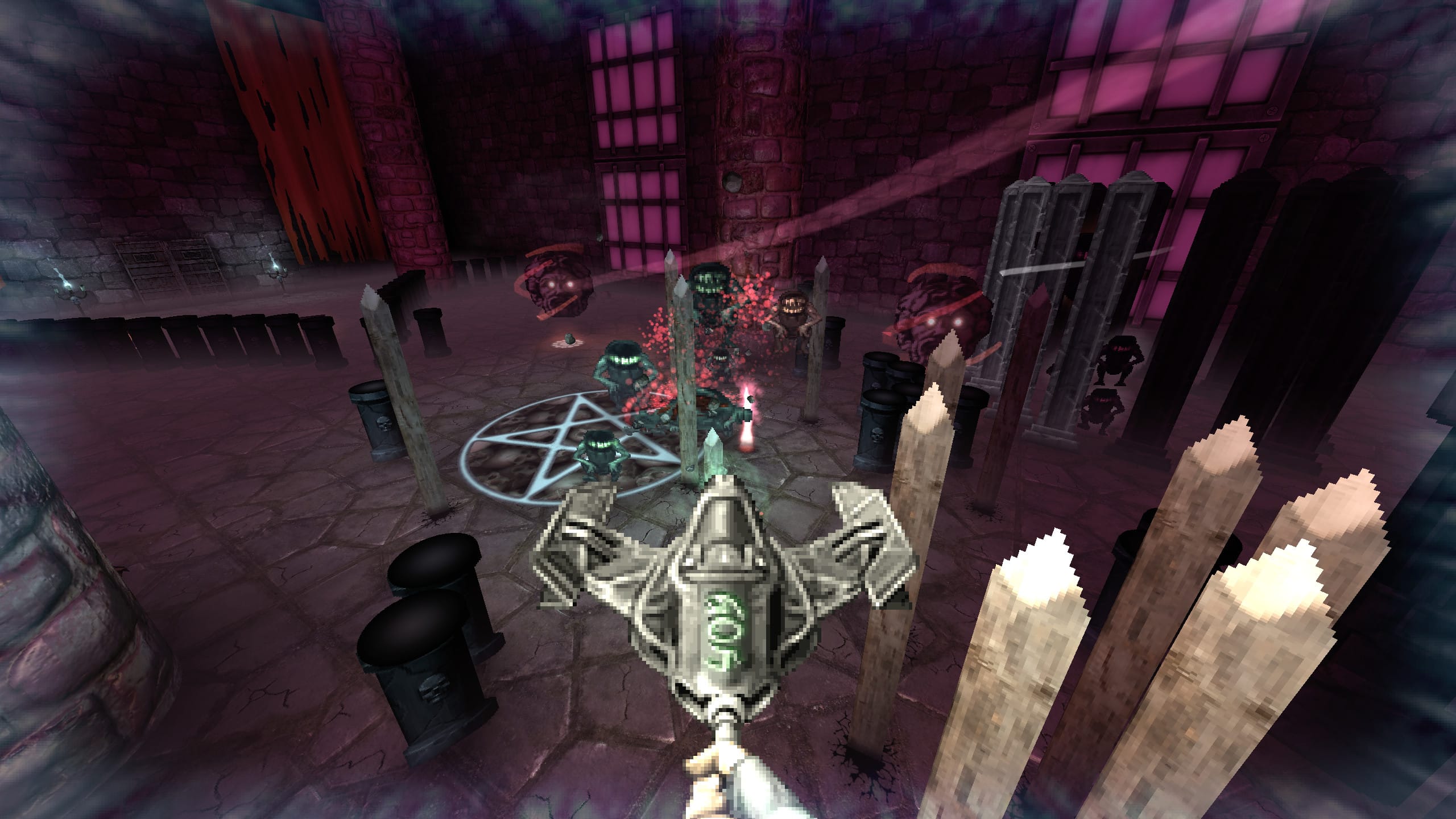 Impaler screenshot with many different enemies and spike launcher_Retrovibe