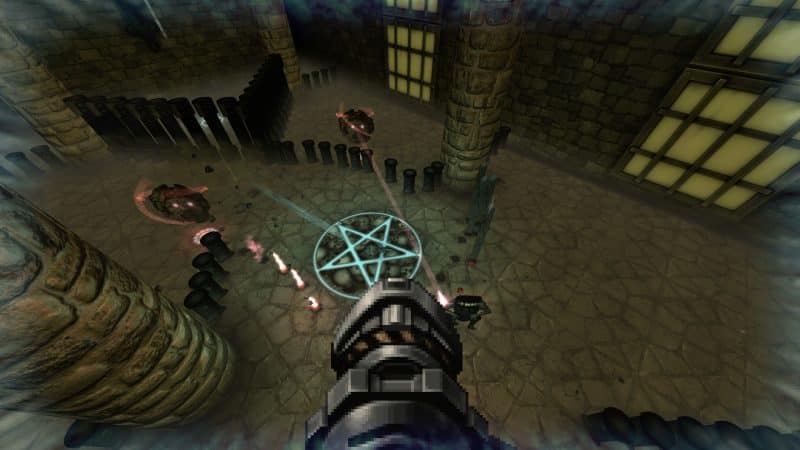 Impaler screenshot with many two floating heads and rocket launcher_Retrovibe