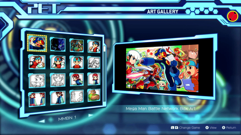 Use the PET Hub to view classic Battle Network art or jam to classic Battle Network tunes.