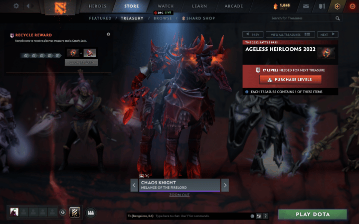 Chaos Knight tries different skins to enter battles