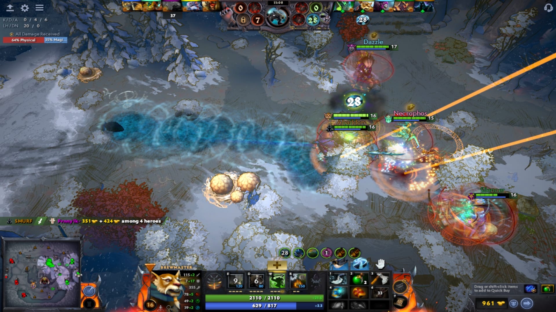 Brewmaster protects allies using Crimson Guard in Diretide