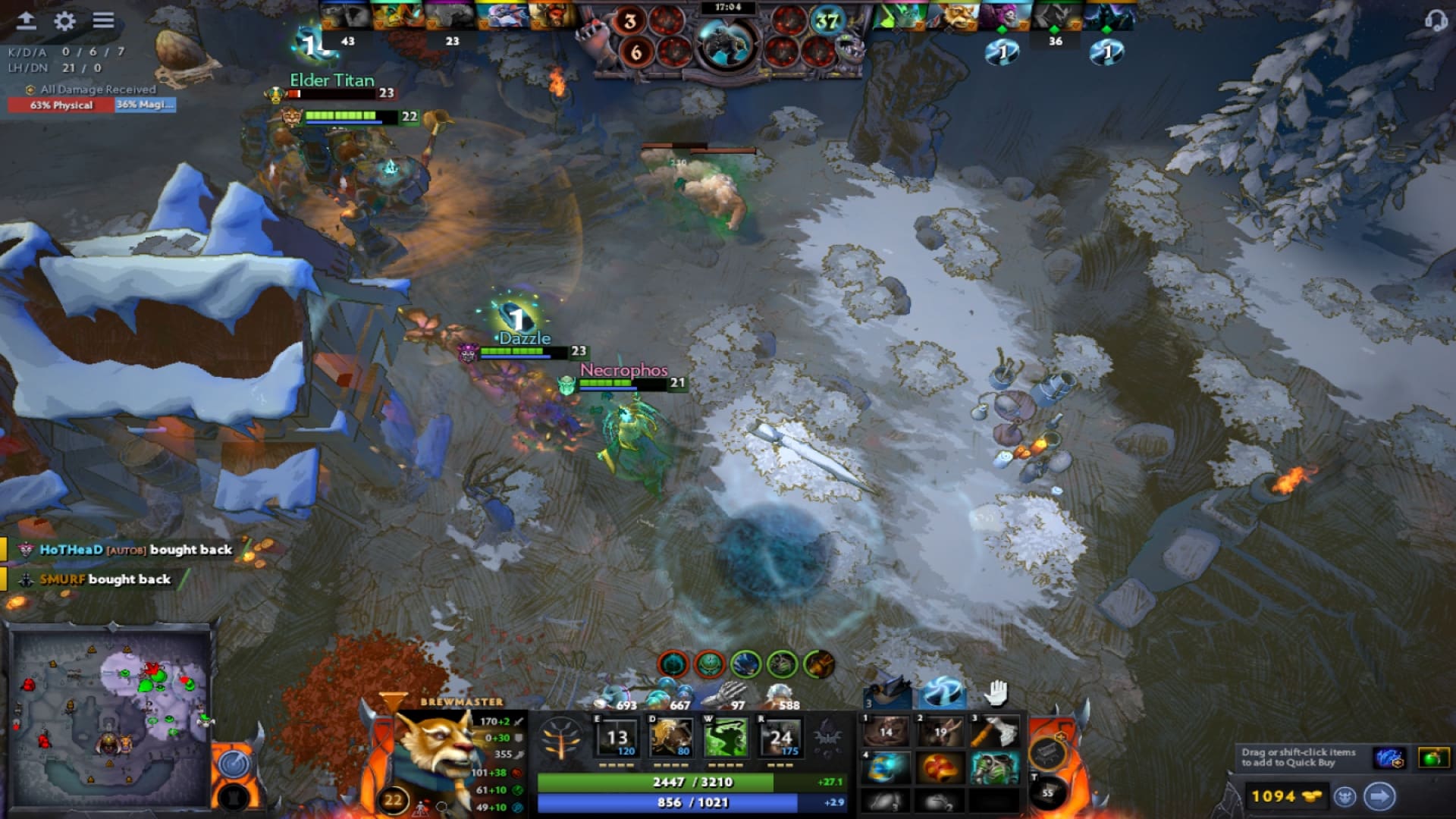 Brewmaster blinks into battle using Overwhelming Blink in Diretide