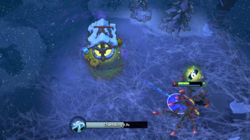 Broodmother deposits Taffy in enemy well in Diretide