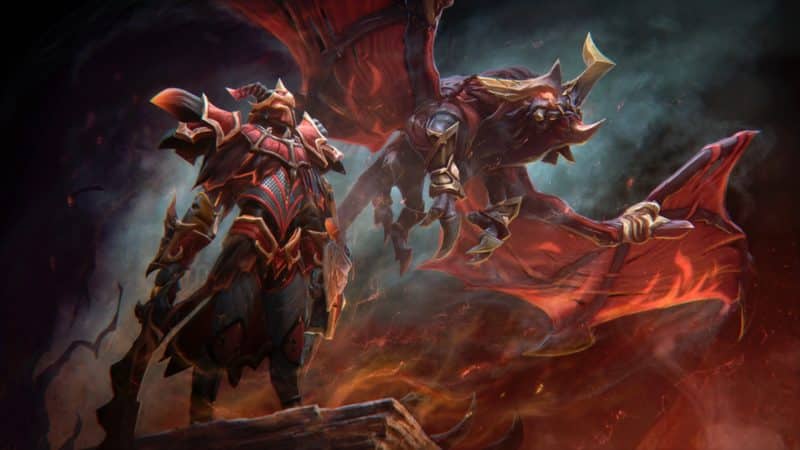 Dragon Knight stuns an enemy hero to let Sniper deal more damage during battle