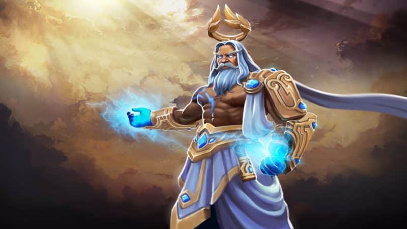Zeus casts Thundergod's Wrath to strike enemies