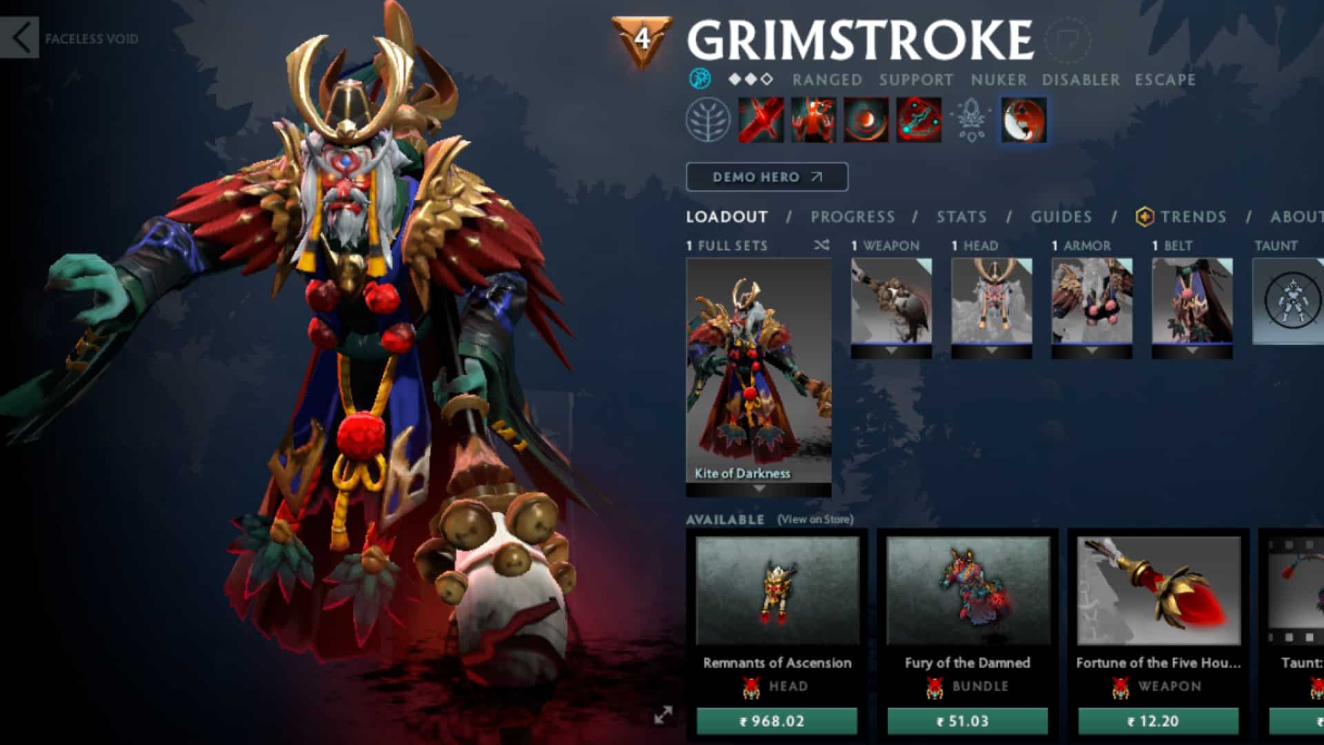 Grimstroke disables enemy heroes using Ink Swell