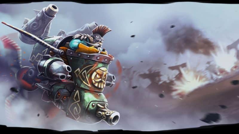 Dota 2 - Gyrocopter uses Rocket Barrage to earn more gold