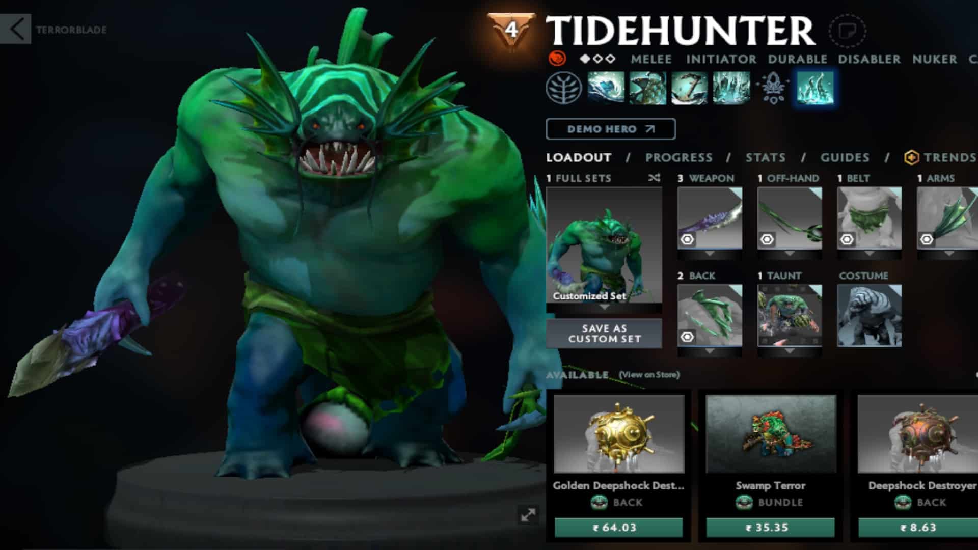 Tidehunter slows enemies with Gush