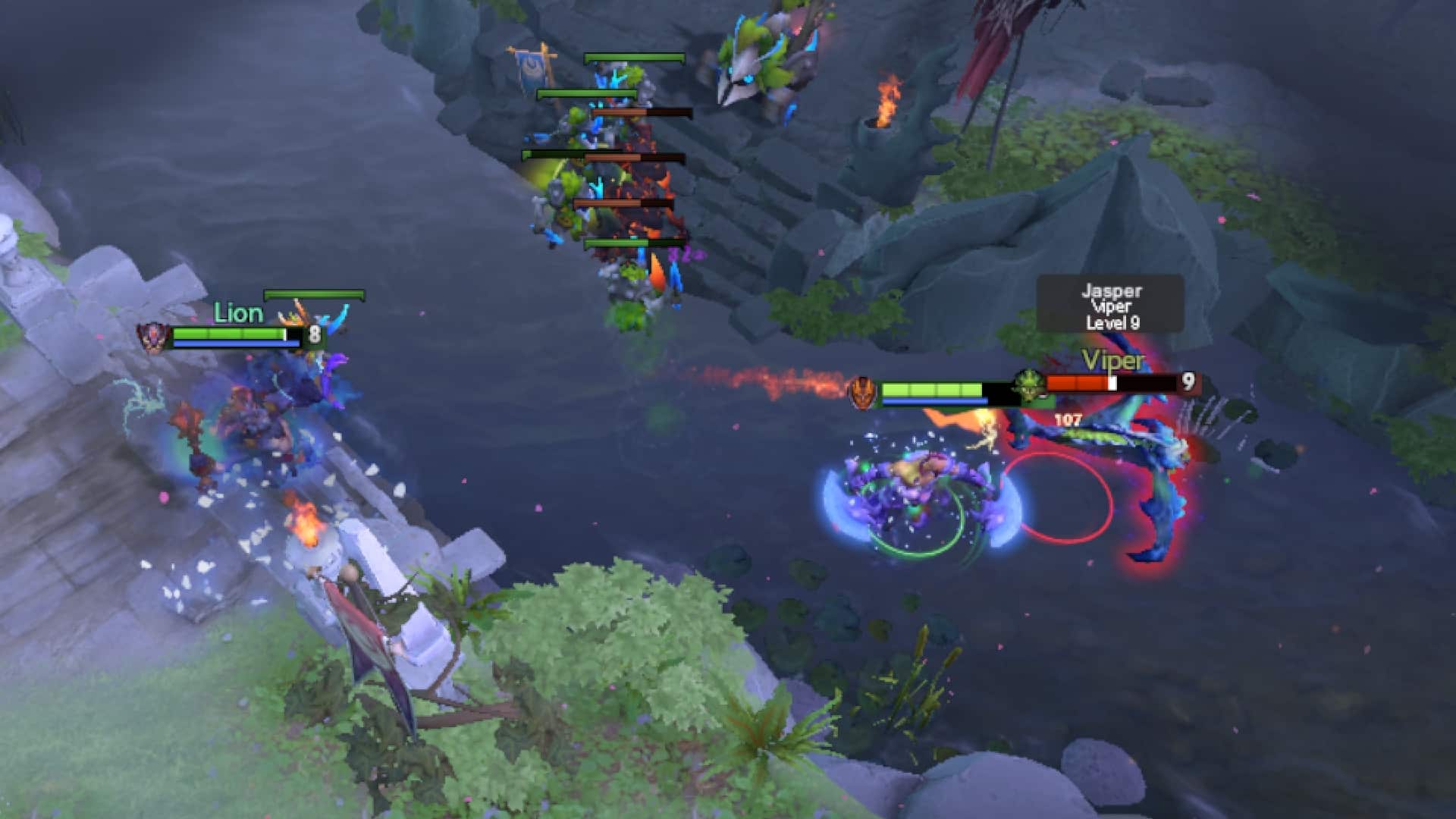 Anti-Mage enters a team fight in the mid lane