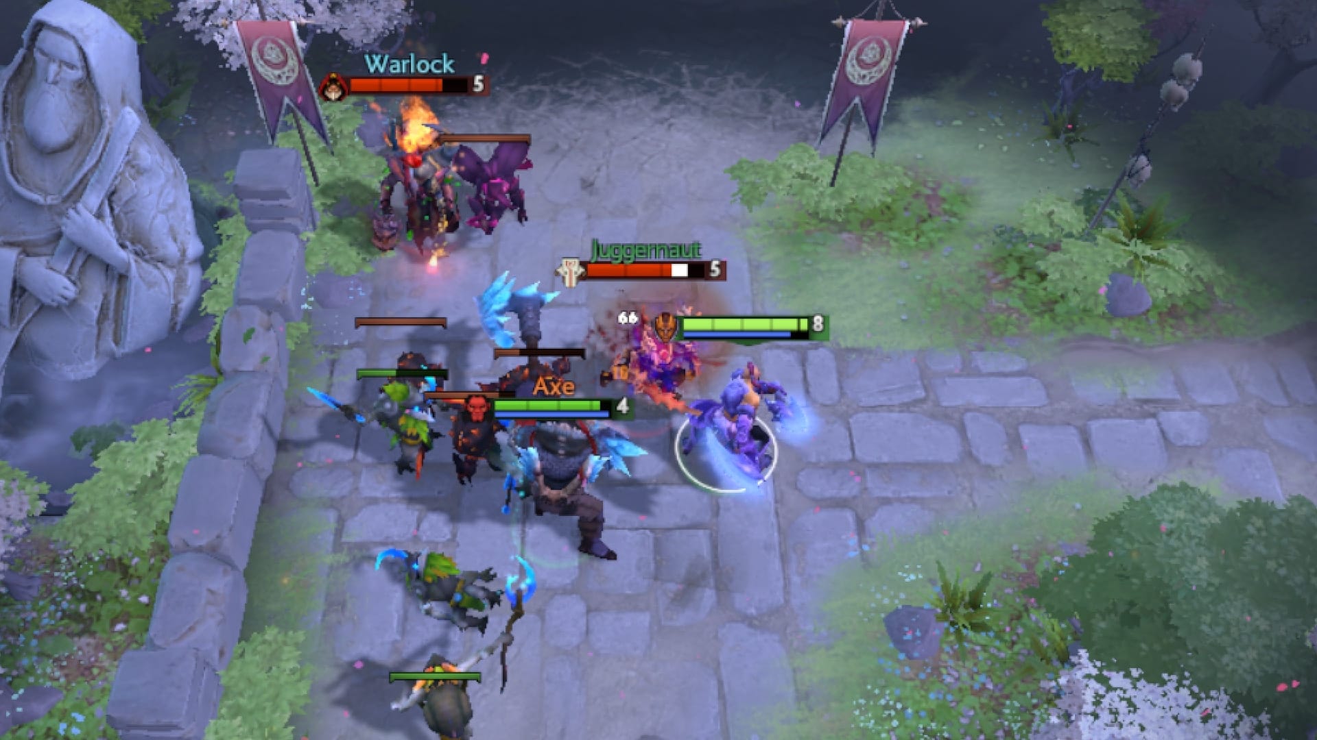 Axe tanks damage from enemy heroes to guard Anti-Mage in battle