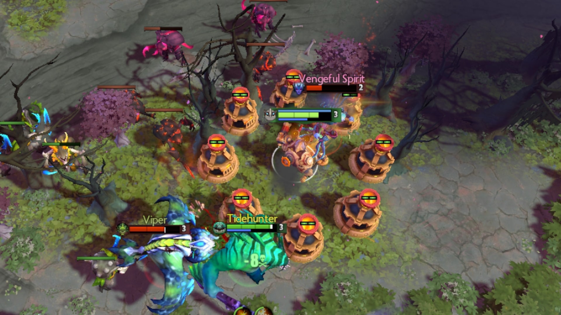 The Universal hero, Clockwerk, hits enemies in the off lane