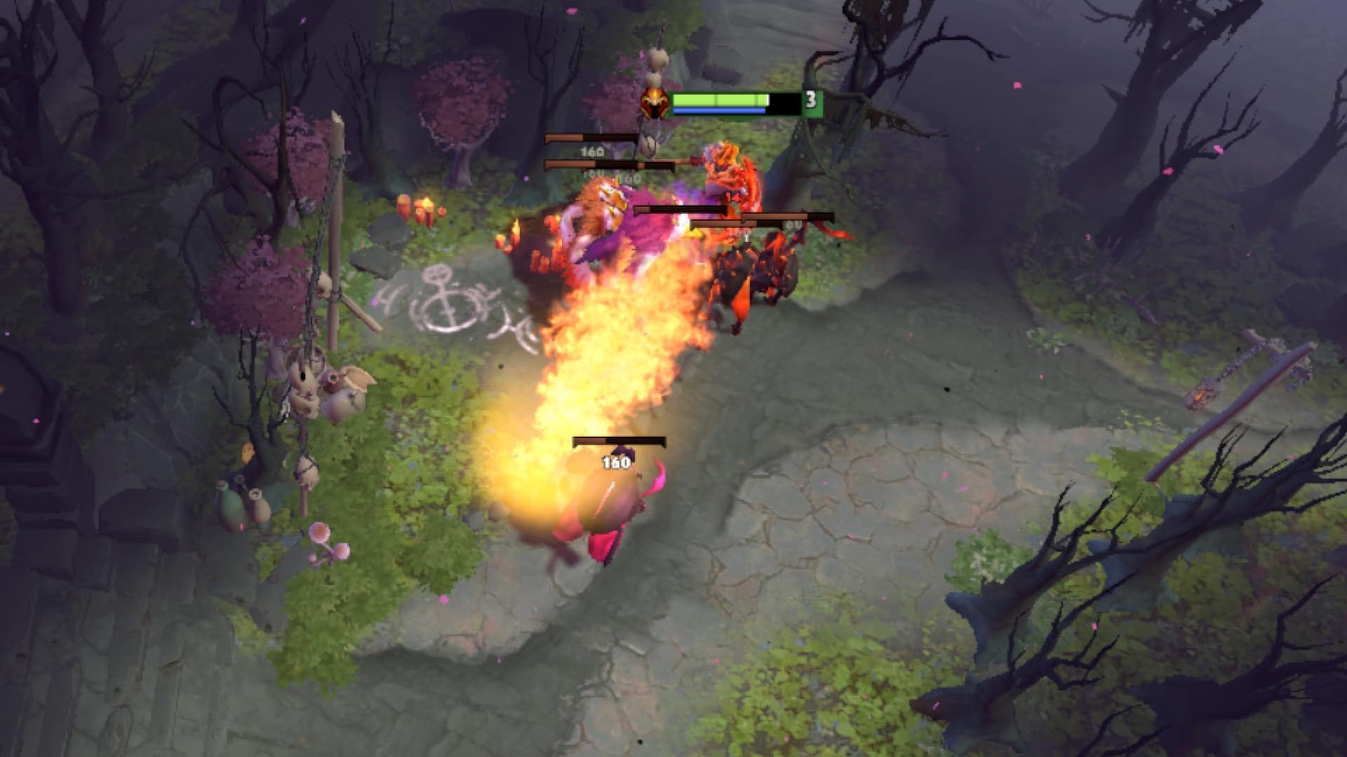 Dragon Knight uses Breathe Fire on neutrals for bonus GPM