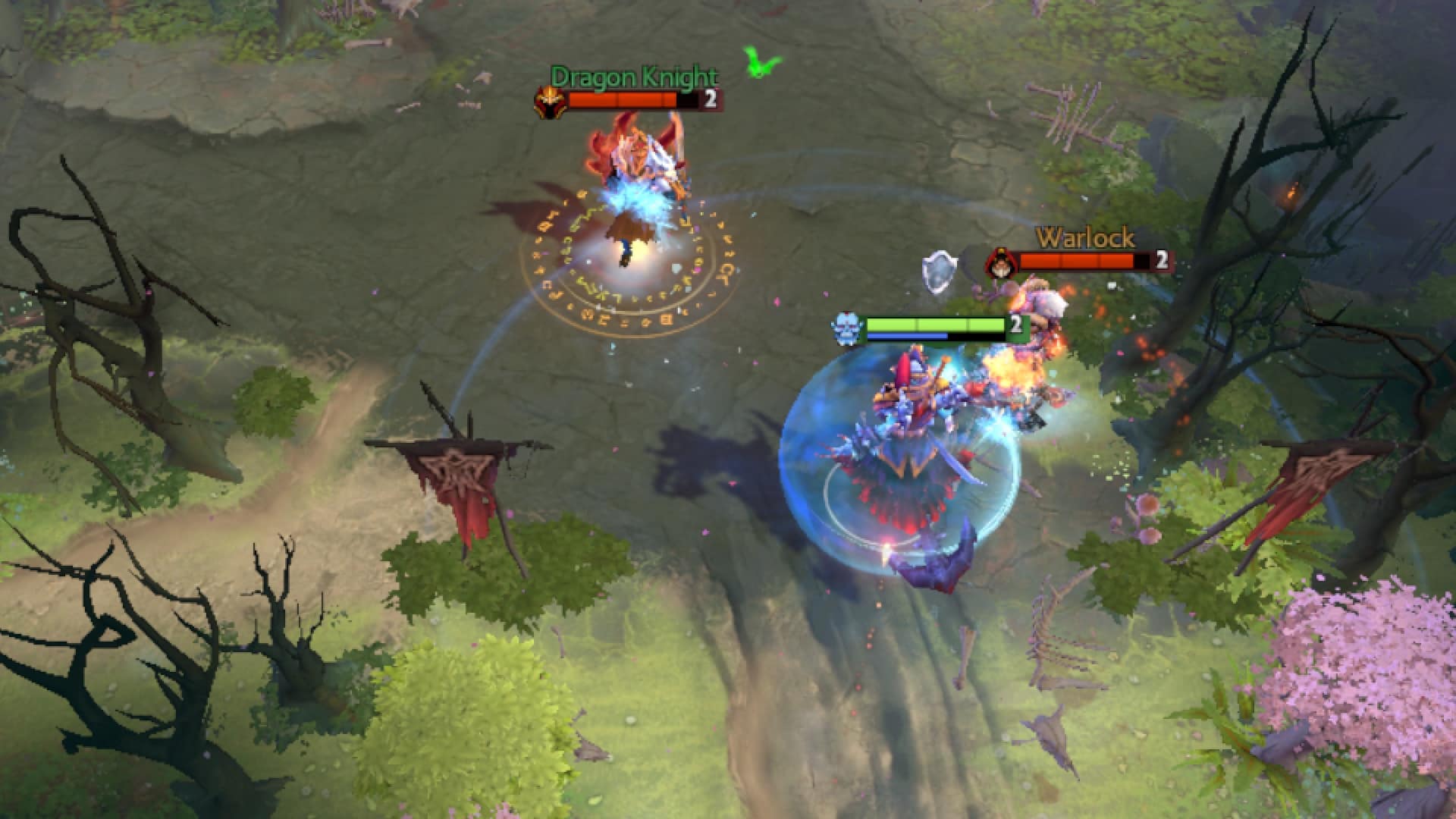 Lich fights enemies with Frost Shield in the safe lane